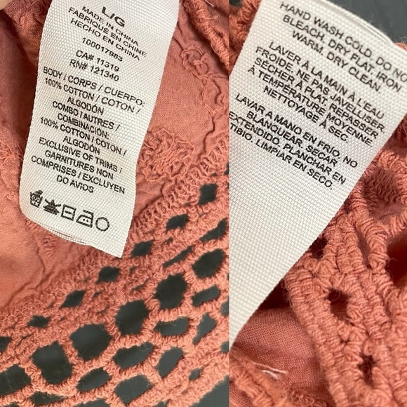 Cotton Boho Sleeveless Blouse Crochet Lace Tank Top Terra Cotta L - Picture 5 of 6